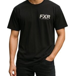 FXR Racing Men’s Logo T-Shirt Black White Back Graphic Crewneck Ride Division L